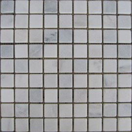 1x1 Oriental White Tumbled Marble Mosaic