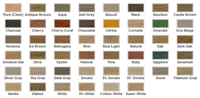 Rubio Monocoat Natural Oil Plus color chart