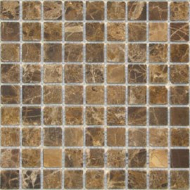 1x1 Emperador Dark Tumbled Marble Mosaic