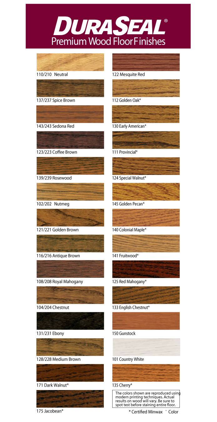 Duraseal Wood Stain Color Chart